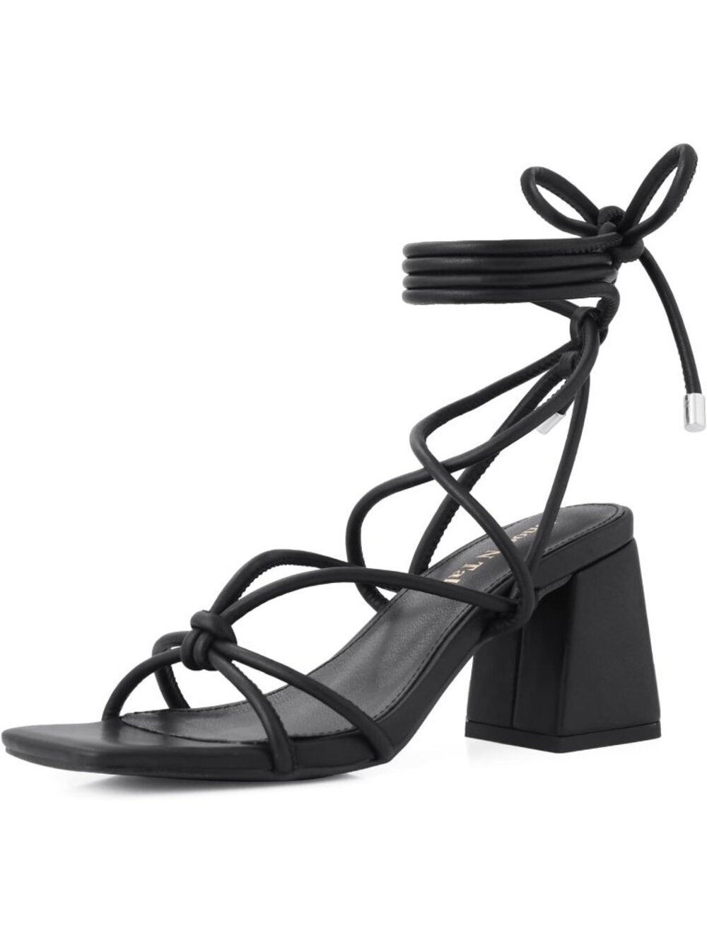 Women's Black Strappy Gladiator High Heel Sandals Chunky Block Heel Open Toe